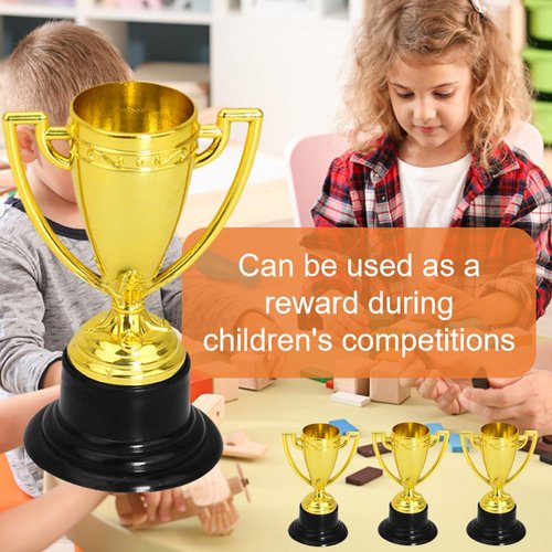 SenseYo 24 Pack Mini Trophies Cups, Gold Trophy Award, Plastic Trophies for Kid, 4 Inch Award Trophies for Kids Party Favors, Winning Prizes