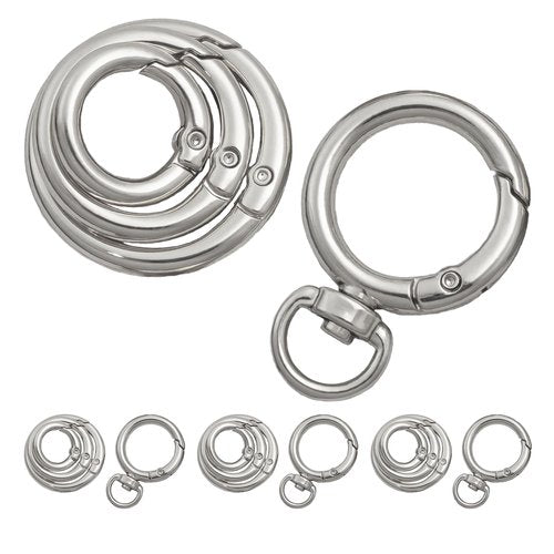ANSOHEON 16Pcs Keyrings Silver Carabiner Key Chain Clip Premium Round Spring Clasps-Decorative Metal Connectors for DIY Accessories | Hang-Plated Finish | Durable Lightweight Fasteners(16Pcs Silver)