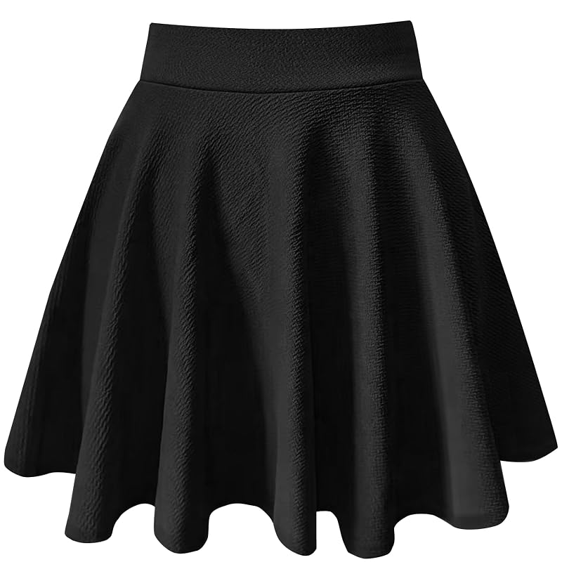 Black XL THHGPO Women's A-Line Skort with Shorts - Built-In Shorts, Elastic Waist
