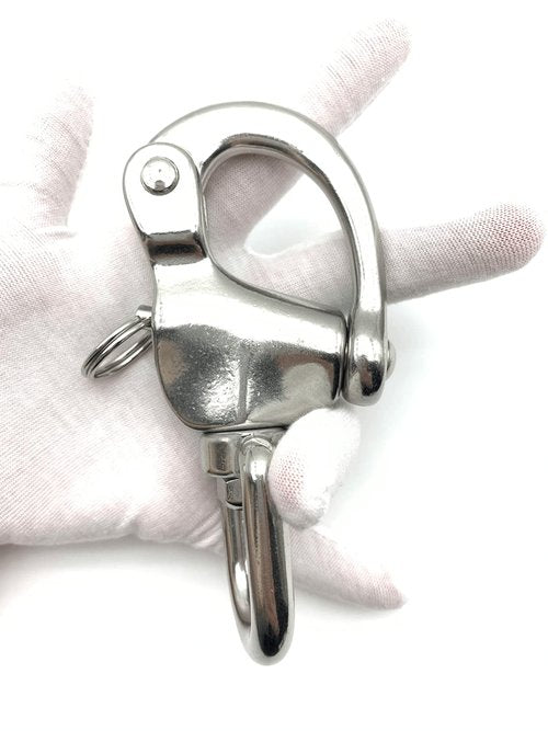 QIANJIEER Large Swivel Eye Snap Shackle - 4.88"(124mm) 316 Stainless Steel Quick Release Swivel Sailing Rigging, Spinnaker Halyard Shackle, SCBA Mask Quick Release Clip, WLL1984 LBS.