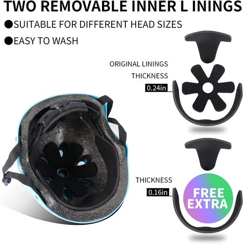 JeeFree Adjustable Gradient Color Skateboard Helmet for 3-5-8-14+Ages【Toddler Kids Youth Adult】 Girls Boys Woman.Bike Helmet for Multi-Sports Cycling Bicycle Scooter Inline Roller Skate Rollerblading