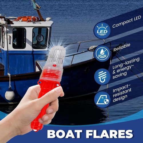 3Pcs Boat Flares,Smart Marine Signal Light,Boat Flares Marine Waterproof Emergency Signals for Fishing Nets, Buoys & Boats (Red)