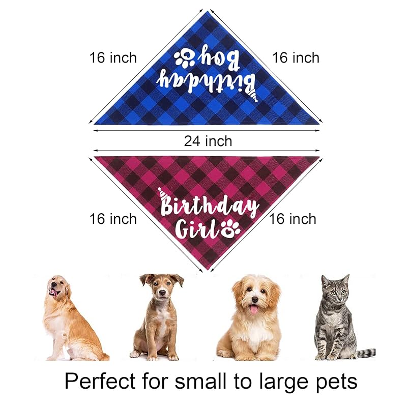 Birthday Boy/Girl Buffalo Plaid Dog Bandana - Blue & Pink (Variation of THIS listing)