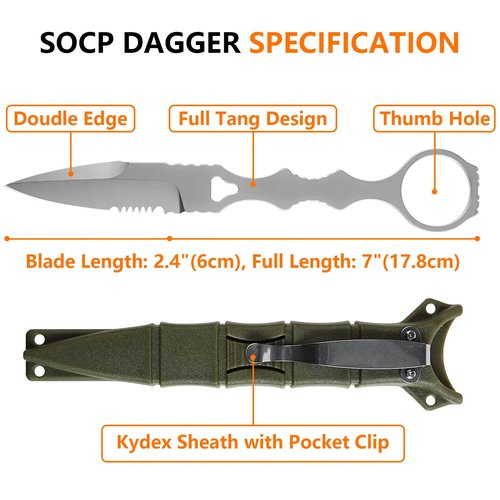 noxozoqm 440C Fixed Blade Camping Knife, 6.7 Inch Portable Straight Knifes, Fixed Blade Knife with Kydex Sheath for Outdoor Tactics, and Camping (white)