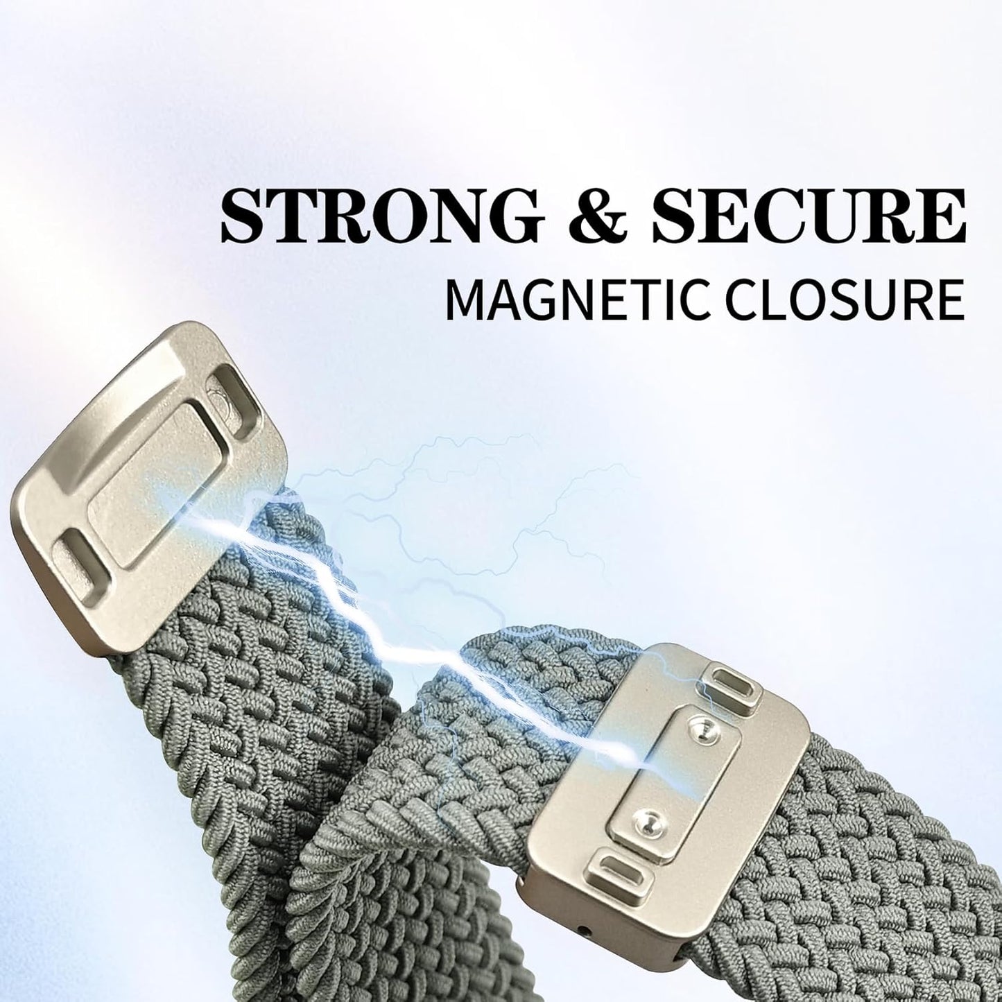 20mm Magnetic Braided Nylon Band Compatible With Garmin Vivoactive 6/Vivoactive 5/3/3 Music Watch Bands, Quick Release Stretchy Strap Replacement for Venu Sq 2/Forerunner 55/165/245/645