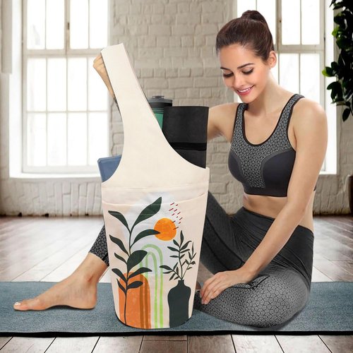 saniwu Bohemian Yoga Mat Bag Carrier Large Capacity Durable with Interior Zipper Pocket for Workout Pilates Gym Travel