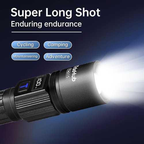 TrixHub Rechargeable Flashlights High Lumens, Super Bright Flash Light, 5 Modes Zoomable Linternas with LCD Digital Display, Powerful Handheld LED Flashlights for Emergencies Camping
