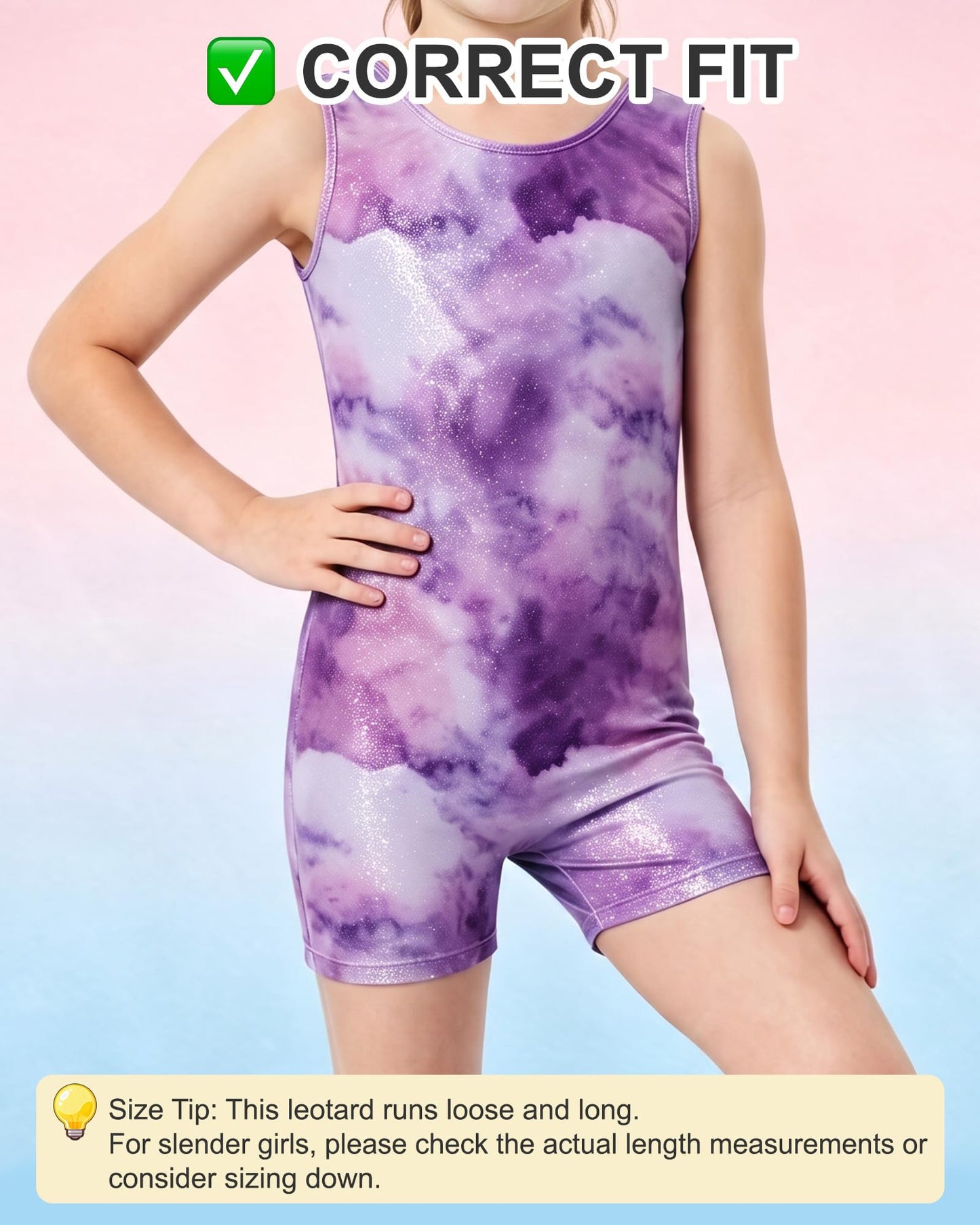 TinyChoice 3 Pack Gymnastics Leotards for Girls Toddler Sparkly Rainbow Biketards Unitards Sleeveless Tumbling shorts Dance Outfits 6-7Y