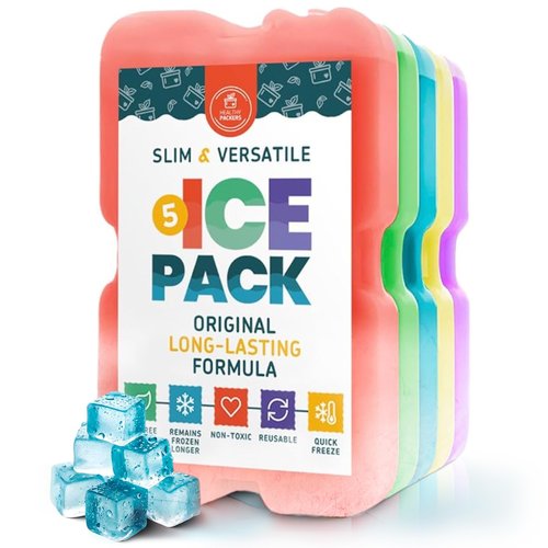 Healthy Packers Ice Pack for Lunch Box - Freezer Packs - Original Cool Pack (Set of 5) | Slim & Long-Lasting Ice Packs for Your Lunch or Cooler Bag (Combo)
