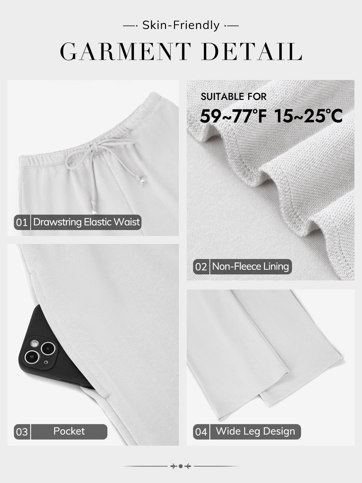 ATHMILE Womens White Wide Leg Sweatpants Long Straight Streetwear Drawstring Low Waist Casual Loose Baggy Workout Pants 2026