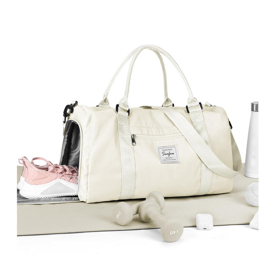 Gym Bag Womens Mens with Shoes Compartment and Wet Pocket Travel Duffel Bag for Women for Plane Sport Gym Tote Bags Swimming Yoga Small Waterproof Weekend Overnight Carry on Bag Hospital Holdalls