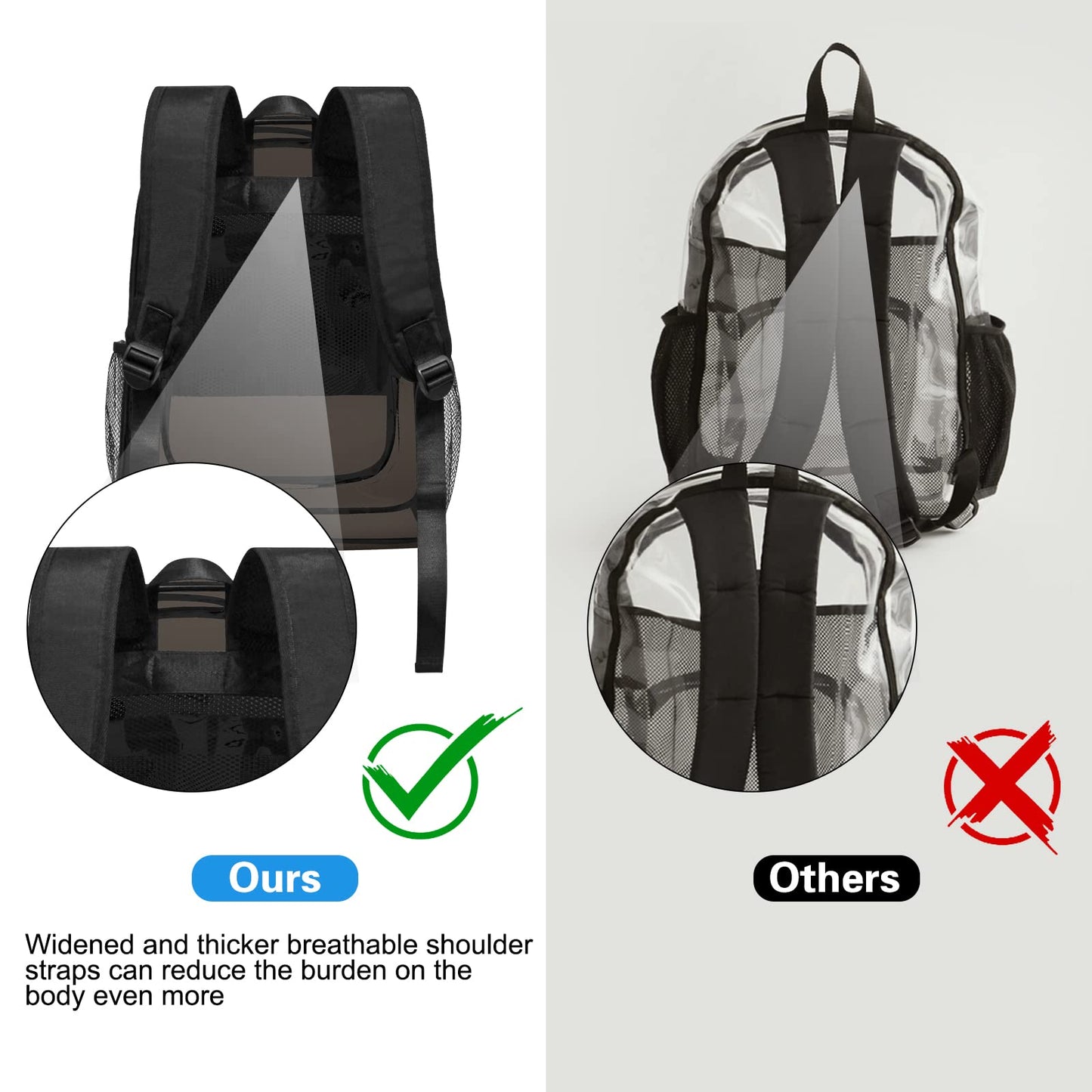 HEEYA Clear Backpack Heavy Duty Transparent Backpack for Security, Sports, Work, Travel, Stadium