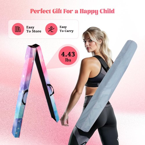FAHKNS Balance Beam for Kids 3-5 Folding Balance Beam Gymnastics for Home Toddler Gymnastics Balance Beam Starlight