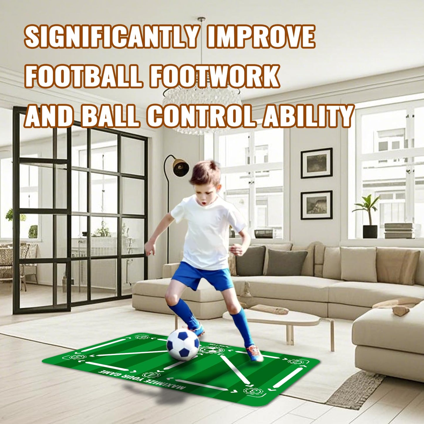 Soccer Training Equipment,Soccer Training Mat Improve Strength,Agility and Coordination,Anti-Slip Silent Absorption Soccer Footwork Training Mat,Soccer Trainer for Indoor/Outdoor Drills