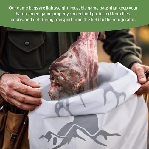 TheClouds 12 Pack for Hunting,Hunting Game Bags with Reflective Strips,Reusable Waterproof Caribou Game Bag 20" x 30" -Big Game Bag for Elk Caribou Deer Moose