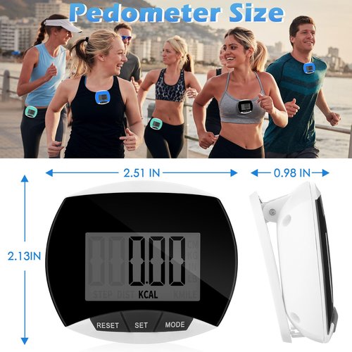Copkim 9 Pcs Simple Pedometers Bulk for Walking Steps and Miles Walking Step Counters with Calories Burned Portable Clip Step Tracker for Seniors Man Women Jogging Hiking Running (Black, Green, Blue)