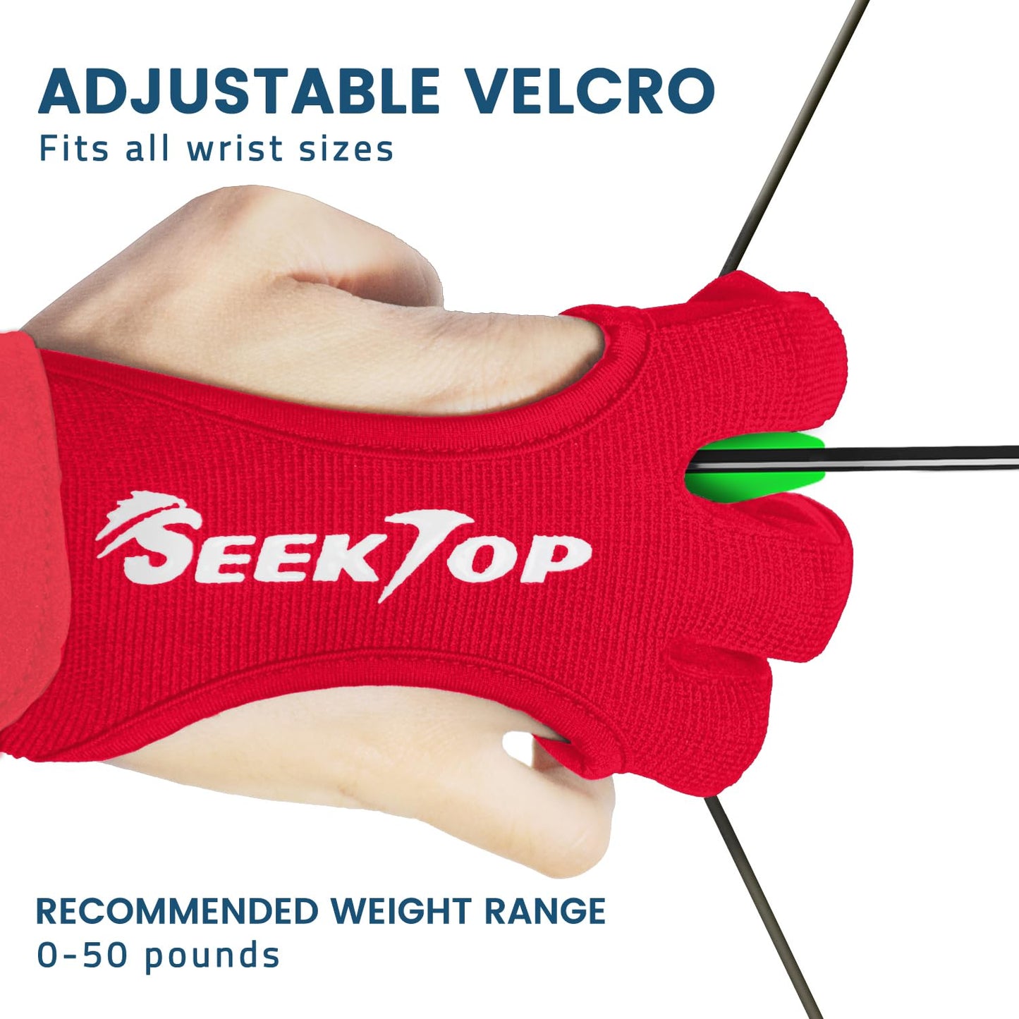 Seektop Archery Gloves Shooting Hunting Leather Three Finger Protector for Youth Adult Beginner (Red, XL)