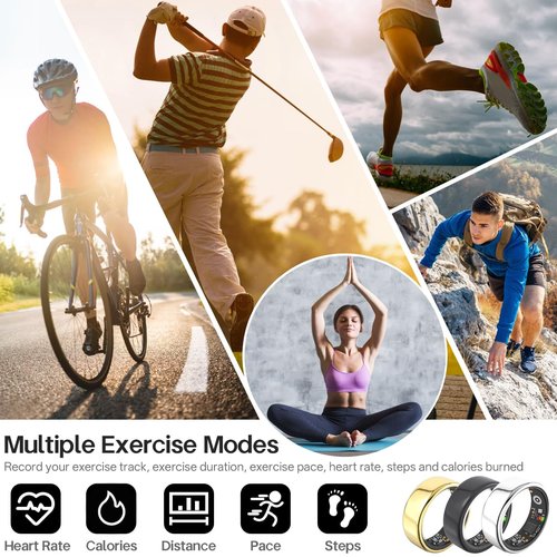 Smart Rings for Women Men,Fitness Tracker Ring,Heart Rate,Blood Oxygen,Blood Pressure,Step Tracker,Sleep Monitoring,No Subscription Fee,IP68 Waterproof Smart Ring for iphone&Android,Size Kit(Silver 7)