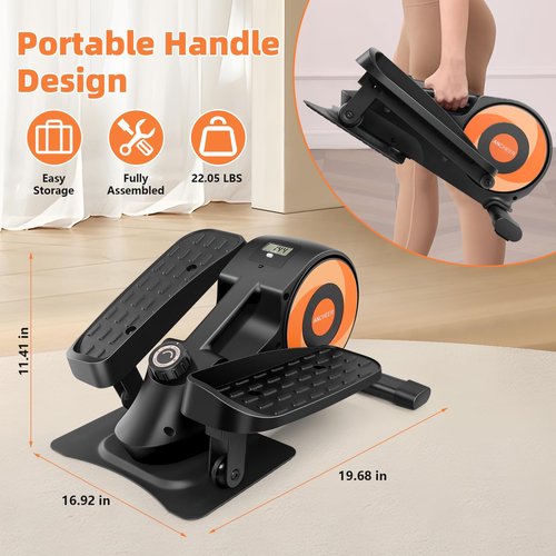 ANCHEER Under Desk Elliptical Exercise Machine,Standing or Seated Ellipse Leg Exerciser with 8 Level Resistance,Portable Exercise Equipment with LCD Display Monitor,Fully Assembled