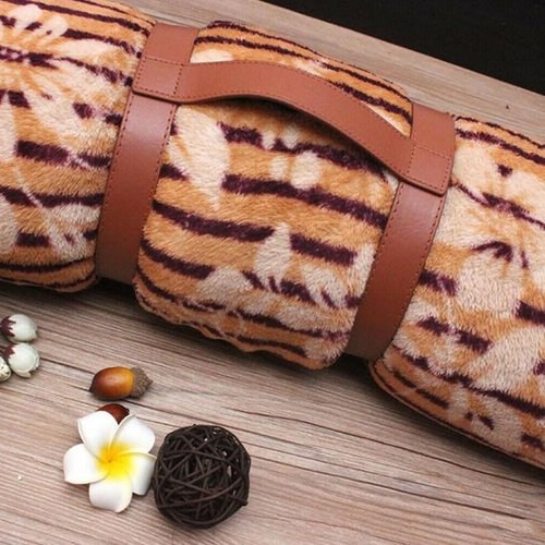 PRETYZOOM 4pcs Adjustable PU Leather Carry Strap With Handle for Blankets, Picnic Blanket, Wool Blanket, Yoga Mat - Double-Layer Organizing and Carrying Solution