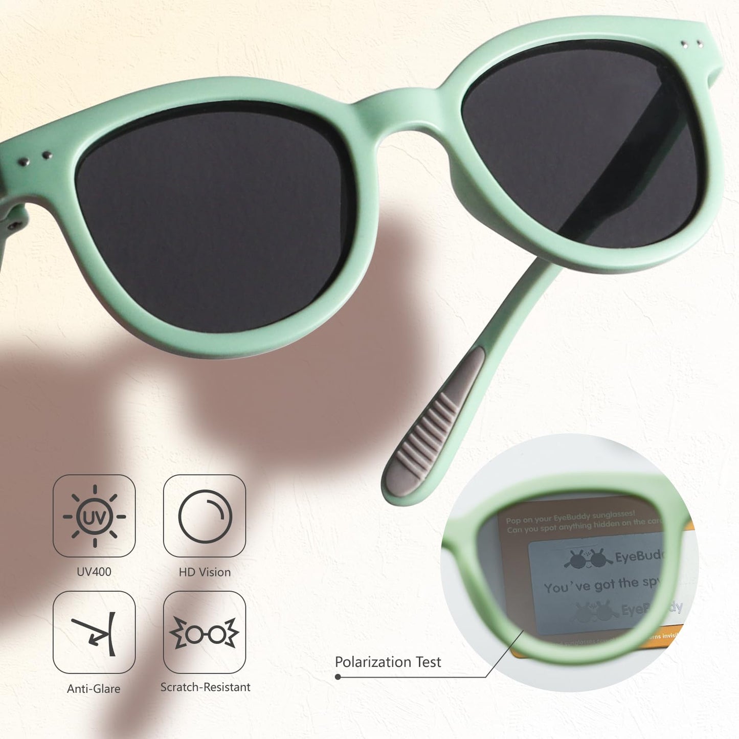 EYEBUDDY Kids Toddler Sunglasses Age 2-4/3-5 Boys Girls Polarized UV Protection Sun Glasses for Age 2-8