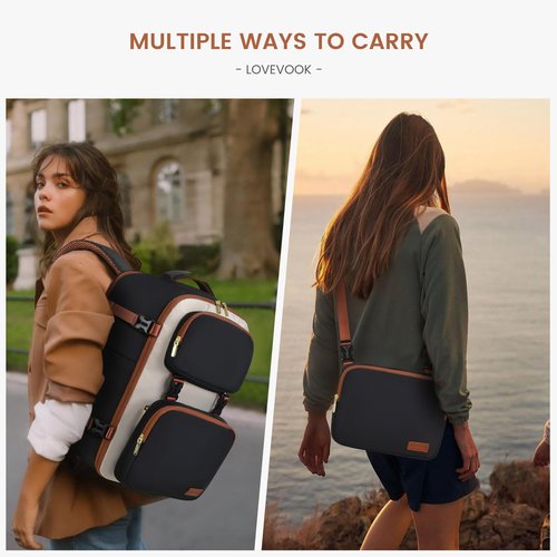 LOVEVOOK Travel Backpack for Women Men, TSA Carry on Backpack Flight Approved 40L Fits 17 Inch Laptop, Waterproof Personal Item Travel Bag Business Weekender Daypack with Detachable Crossbody Bag