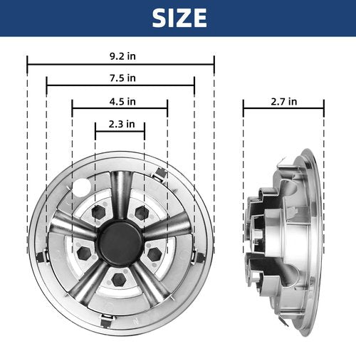 NOKINS Golf Cart Hubcaps 8 Inch Set of 4, Club Car/Ezgo/Yamaha Tires Wheel Covers,Chrome Accessory & Accessories