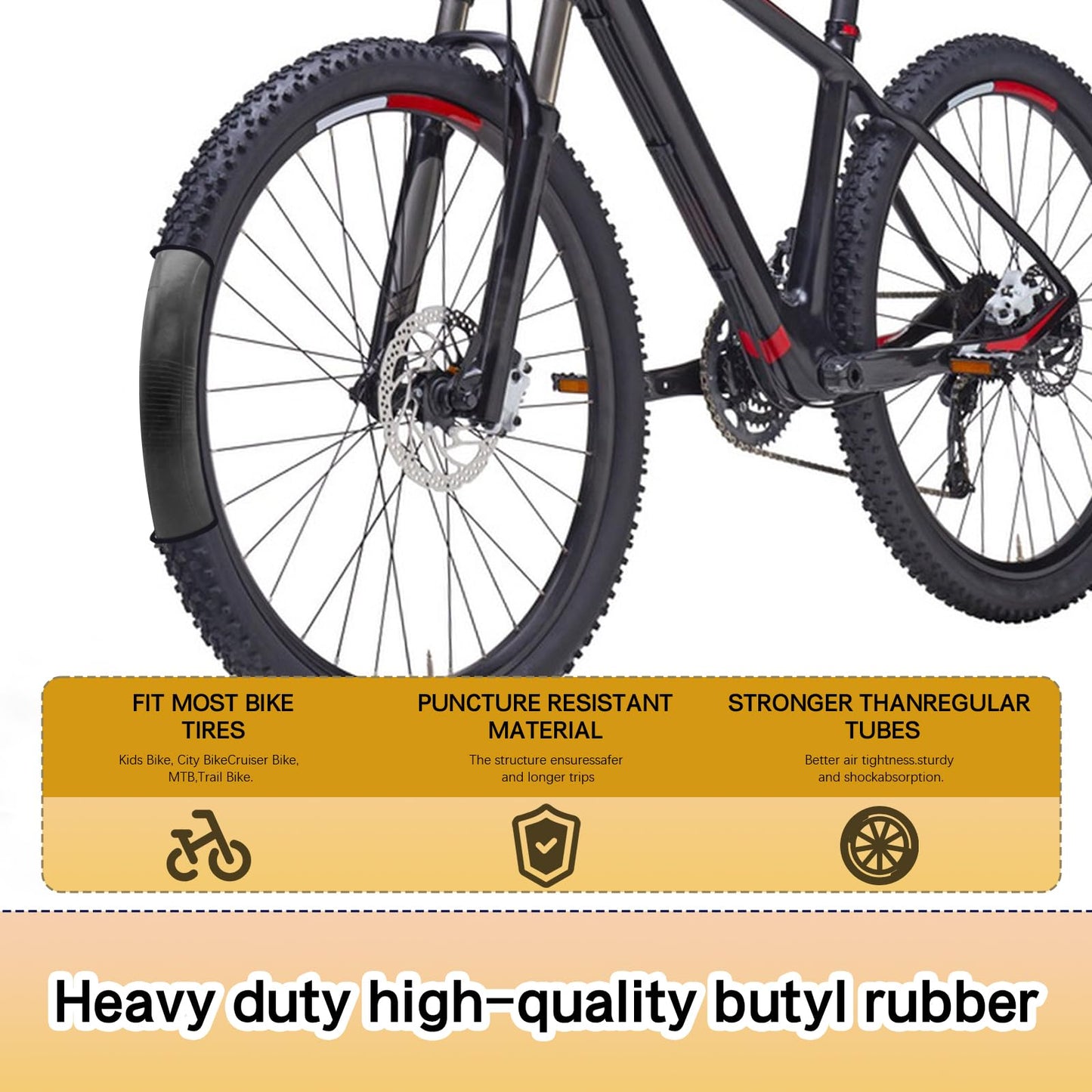 2pcs Heavy Duty 24x2.125/2.40 Bicycle Inner Tubes 24x1.95 24 inch Bike Tubes
