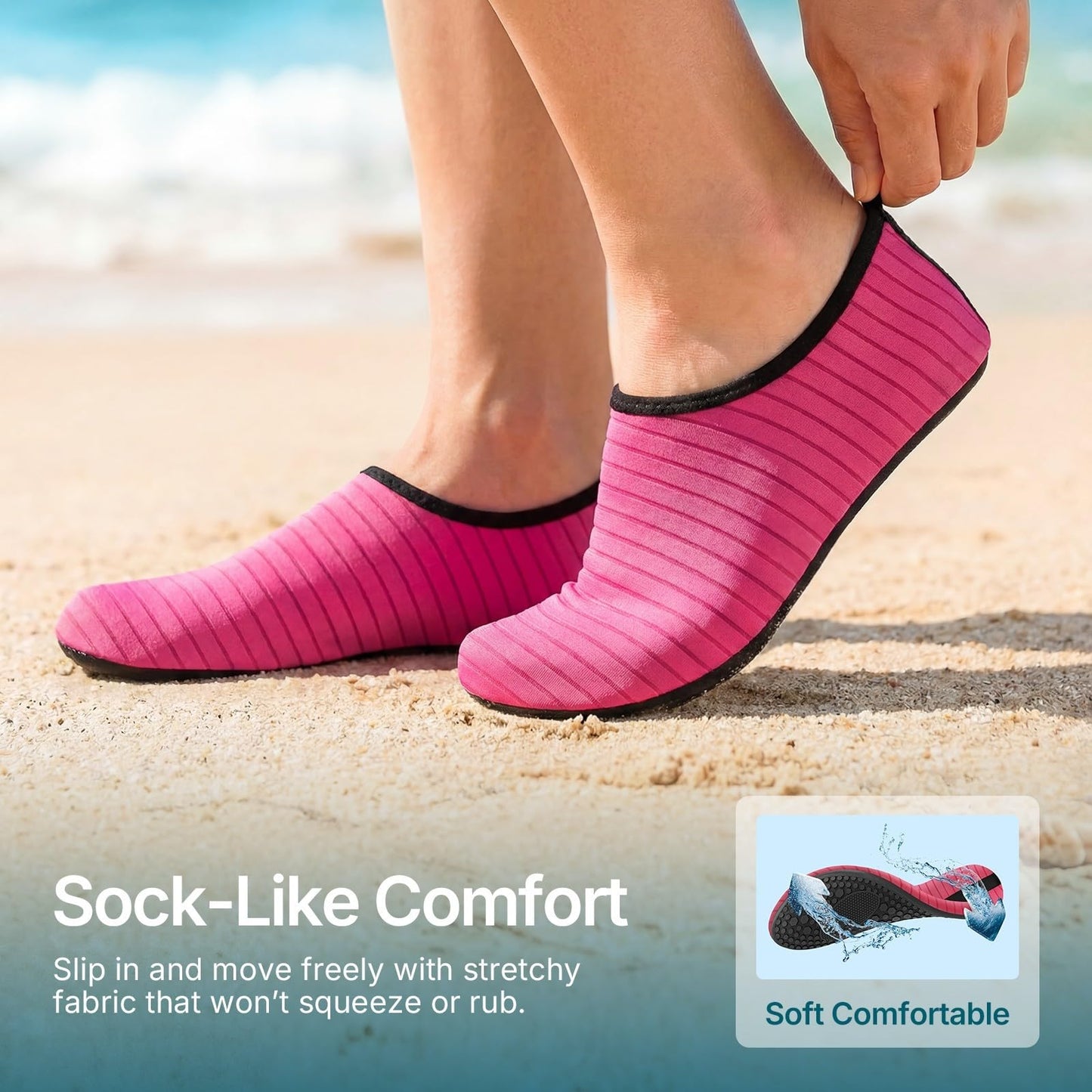Water Shoes for Women Men Quick-Dry Aqua Socks Swim Beach Barefoot Yoga Exercise Wear Sport Accessories Pool Camping Must Haves Adult Youth Size 7-8Women/6-7Men
