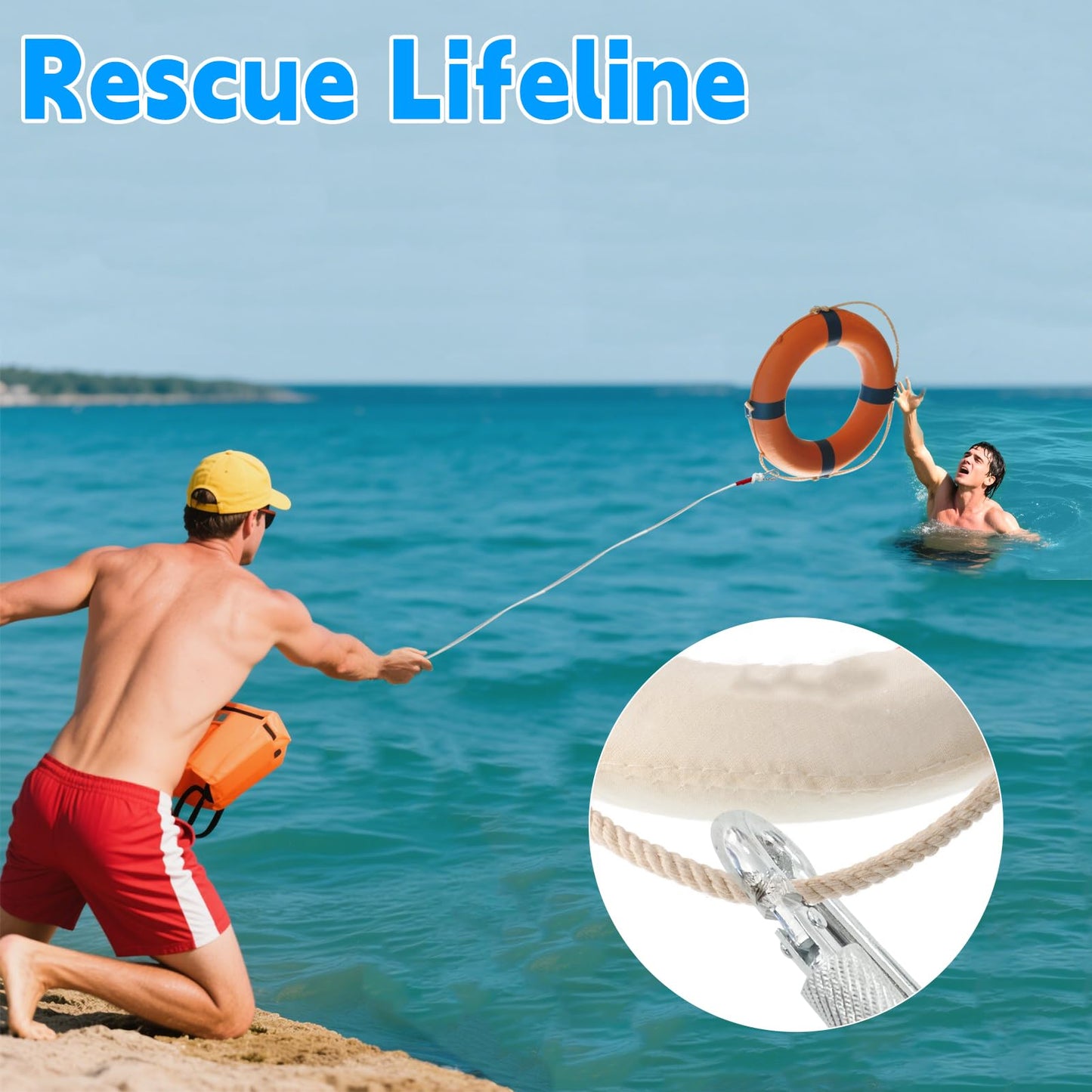 2 Pcs Water Floating Lifesaving Ropes,98.4 FT Professional Throwing Rope Line for Boating Fishing,Outdoor Professional Throwing Rope Rescue Lifeguard Rescue Lifeline,(White)