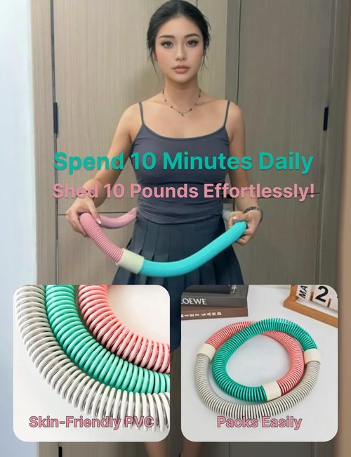 Weighted Soft Hula Hoop for Adult Fitness, Weight Loss, Exercise – 3.3 lbs Weighted Spring Hula Hoop, Higher Calorie Burn, No Bruising, Multiple Workout Styles, Easy to Pack, Upgraded Design