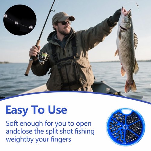 FishingPepo 117Pcs 6 Sizes Fishing Weights Sinkers 0.3/0.4/0.5/0.6/0.7/0.8g Round Fishing Line Sinker Removable Egg Lead Assortment
