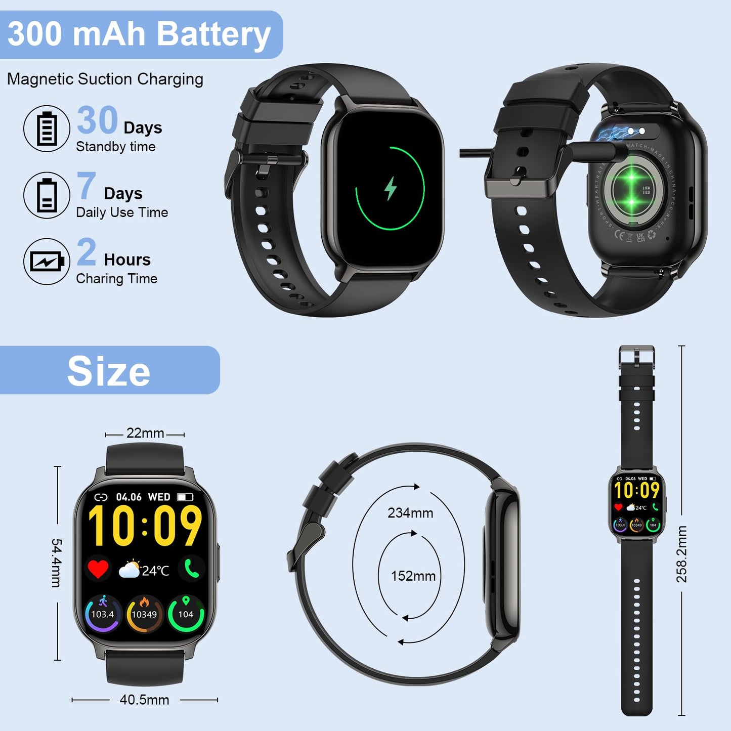 BP Doctor Smart Watch(Answer/Make Call),120+ Sport Modes Fitness Tracker with Sleep Heart Rate Monitor, Pedometer, IP68 Waterproof Fitness Watch for iOS Android