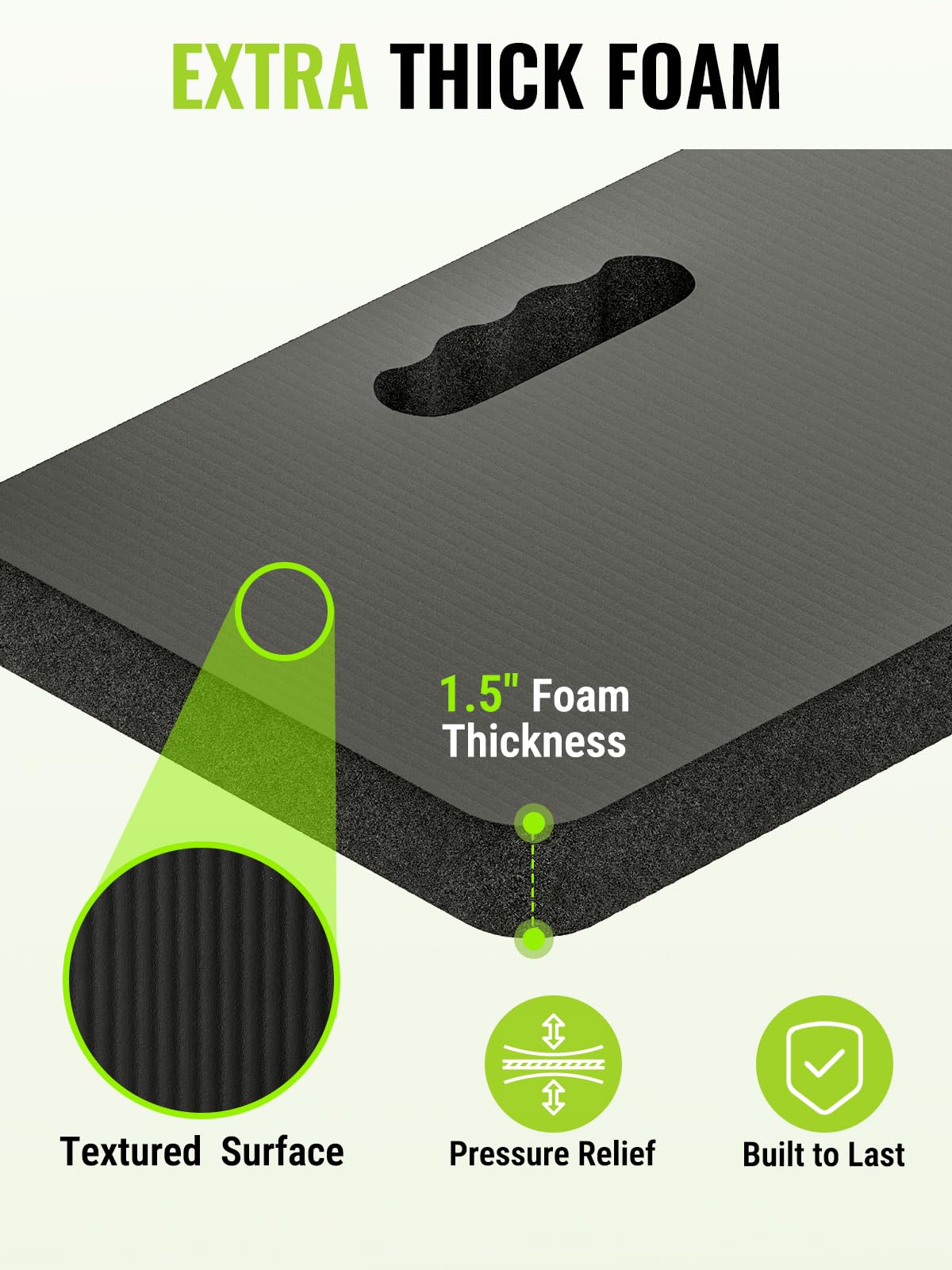 WORKPRO Extra Thick Kneeling Pad, 2 Pack, 17.5 x 11 x 1.5 in, Black
