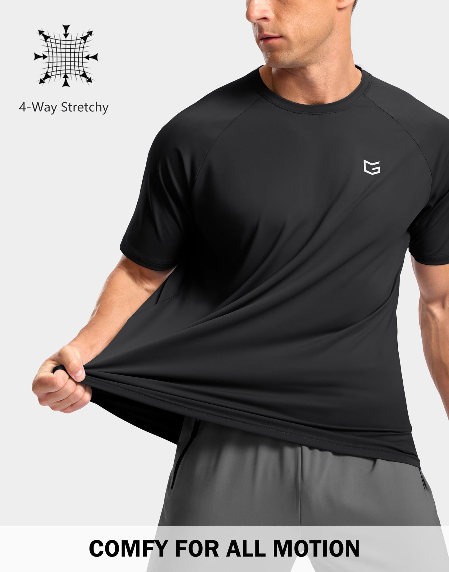 G Gradual Men's Athletic Workout T-Shirts Moisture Wicking Cooling Running Shirts Short Sleeve Performance Tee for Gym Tennis(Black,L)