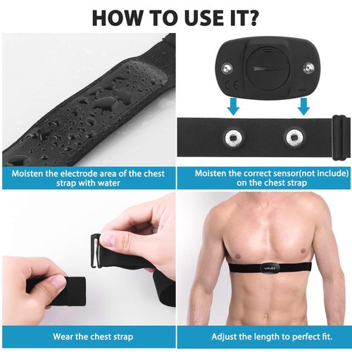 Heart Rate Monitor Replacement Chest Strap Fits for Polar H9 H7 Wahoo Tickr Garmin Hrm Chest Belt, Waterproof Adjustable Size