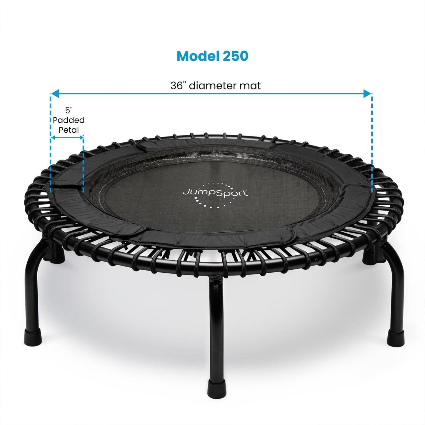 JumpSport Essential Fitness Trampoline | 39" | Model 220, 230, 250 | Exercise Fitness Trampoline | 30 Low-Impact Bungees