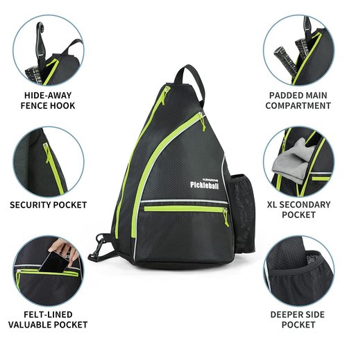 Mangrove Pickleball Bag, Men's & Women's Backpack, Adjustable Sling Bag with Fence Hook/Upgraded Capacity/Safety Pocket/Water Bottle Holder - 2020 Design Pickle Ball Paddle Bag (Green)