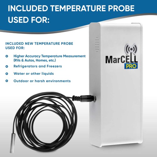 MarCELL PRO - Professional Level Remote Temperature, Humidity & Power Monitor - No WiFi Needed (Uses AT&T Network) - RV, Network Room, Freezer, Home - Instant Phone Call Alerts - Made in The USA