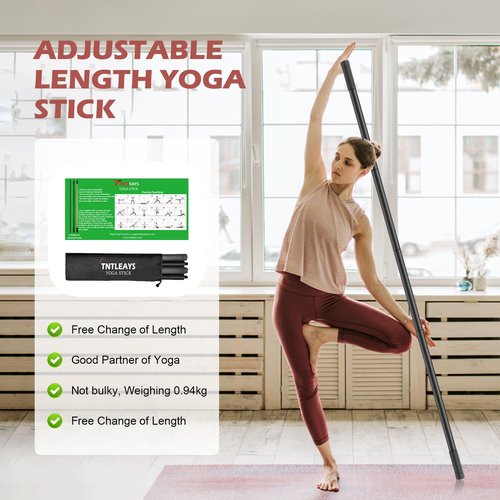 5ft Adjustable Yoga Stick - Durable Steel Stretching Stick for Mobility,Versatile Exercise Tool with 4 Steel Rods & Foam Grip Handles for All Fitness Levels,Rehabilitation,and Posture Improvement