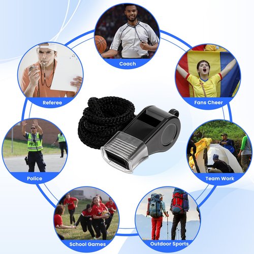 YBEATY 12PCS Whistles Black Plastic Sport with Lanyard Loud Crisp Sound Sport Whistles Lifeguard Ref Coaches Handheld Whistle for Adults Teachers Coaches Referees Officials Emergency Outdoor Soccer