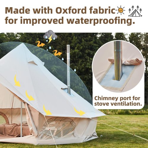 YOLENY 4-Season Bell Tent, Holds up to 4-8 People, Waterproof Yurt Tents with Stove Jack & Removable Zipped Floor, Spacious Glamping Tent for Family Camping & Outdoor Parties 13FT