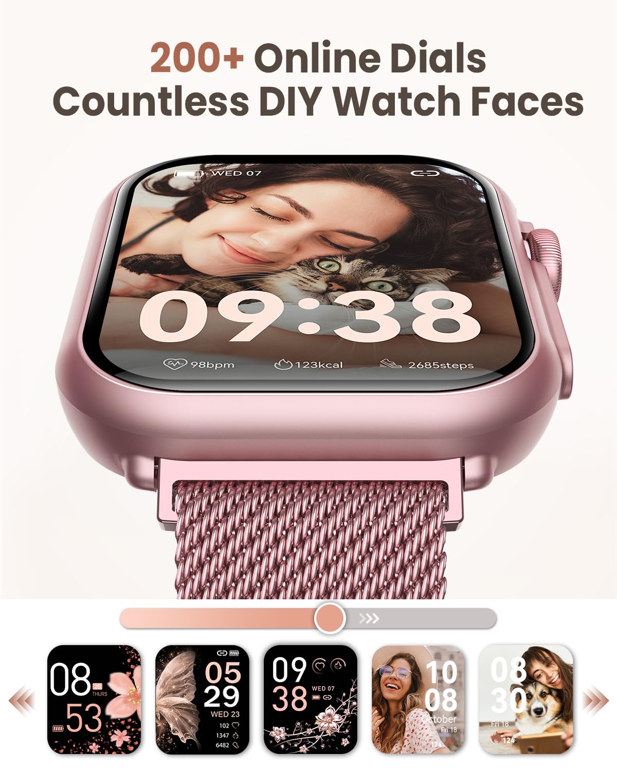 Smart Watches for Women (Android/iPhone), 1.83" HD Smart Watch with Calls/Messages/Notifications, Sleep/Heart Rate/SpO2/Blood Pressure Monitor, 110+ Sports Modes Fitness Tracker Watch, 1000mAh Battery