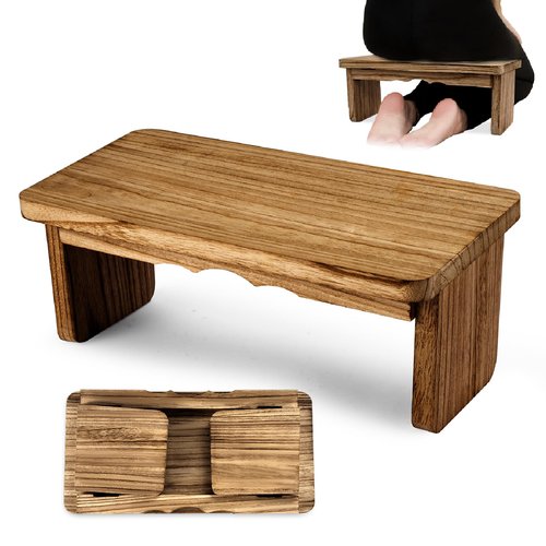 Elfzone Meditation Bench - Yoga Bench,Wooden Zen Meditation Stool Kneeling Bench for Mindfulness Practice Tea Ceremony and Relaxation Ergonomic Design for Comfort and Support Household，Dark Wood