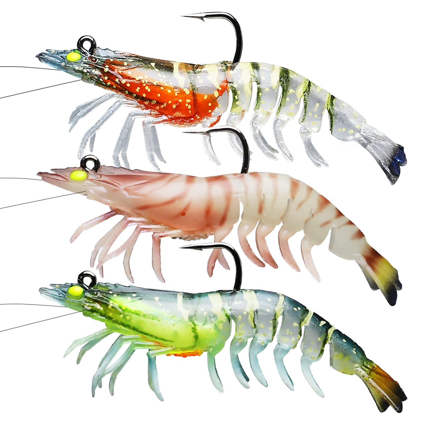 TRUSCEND Duramax Soft Fishing Lures with BKK Hooks, Balanced Action, Tear-Resistant TPE, Pre-Rigged Shrimp & Crayfish Lures for Bass, Trout, Walleye, Crappie, Freshwater Saltwater Pro Fishing Baits
