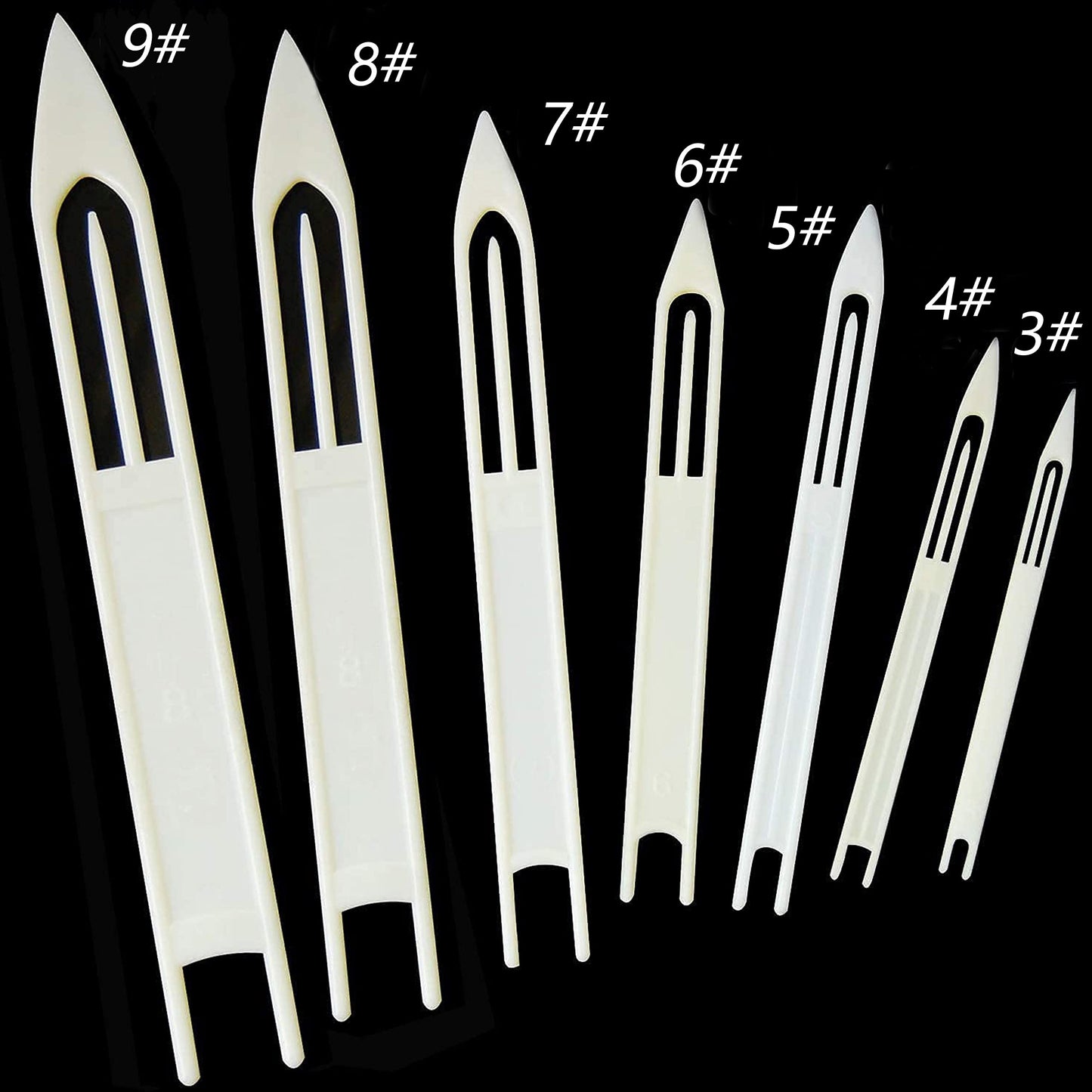 Easy Catch 7 PCS White Plastic Fishing Line Equipment Repair Netting Needle Shuttles-Size 3 4 5 6 7 8 9
