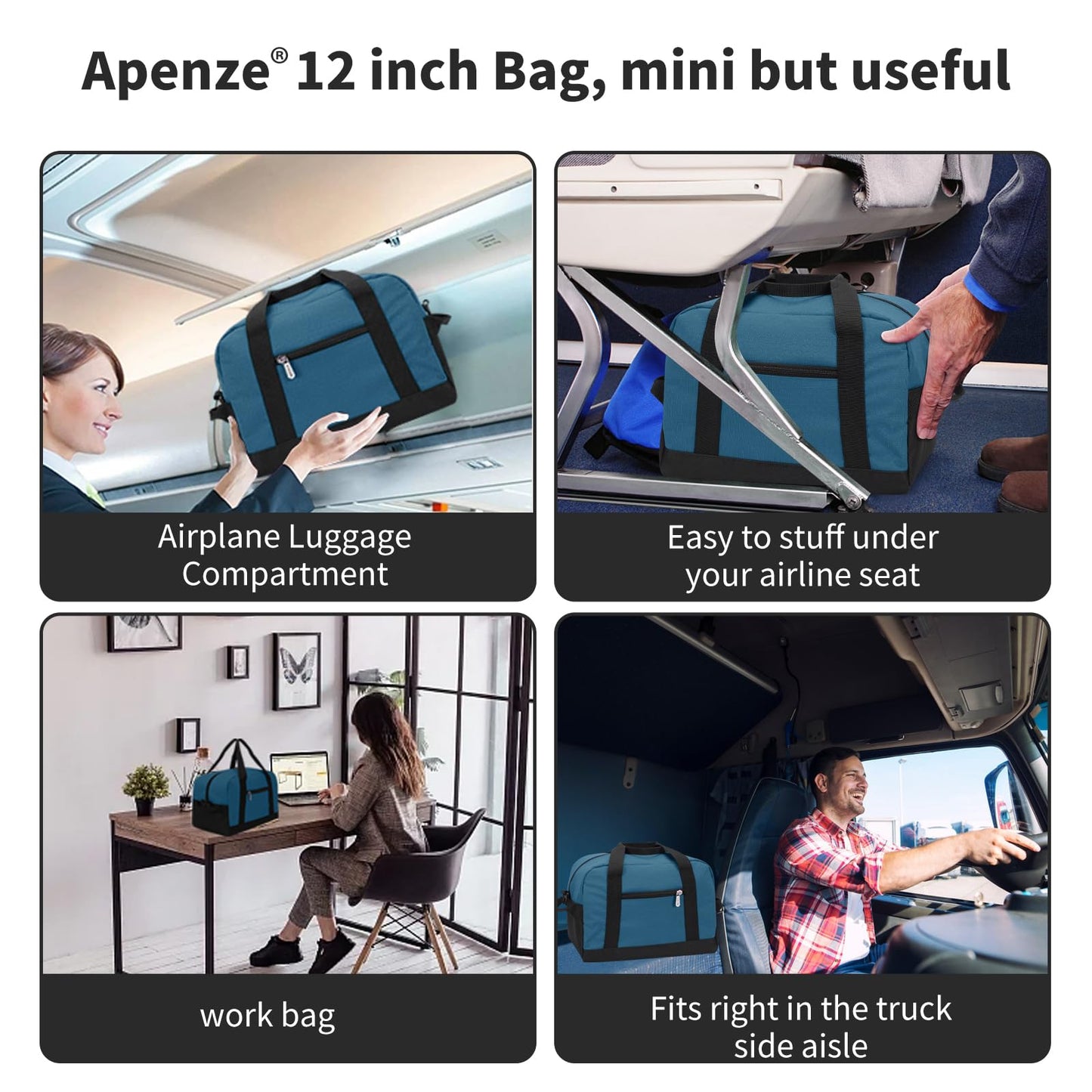 Apenze Small Gym Bag Carry On Bag - 12 in Mini Duffle Bag Lightweight for Overnight Travel(Blue)