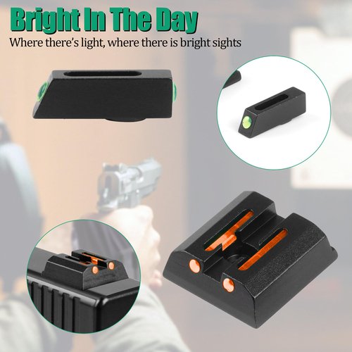 Fiber Optic Green Red Sights for Taurus G2,G2C,G2S,G3 w/o,TX22, PT111,PT140,709,740 TX22 No Tritium Sights Set (Red&Green)