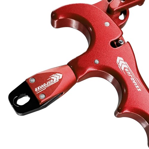 xxiaojun Compound Bow Aid Releaser and D Loop Rope，Adjustable Can Rotate 360° Thumb Release Bow Aluminum Alloy Aids，Archery Release Aids (4 Fingers - Bow Release -Red)