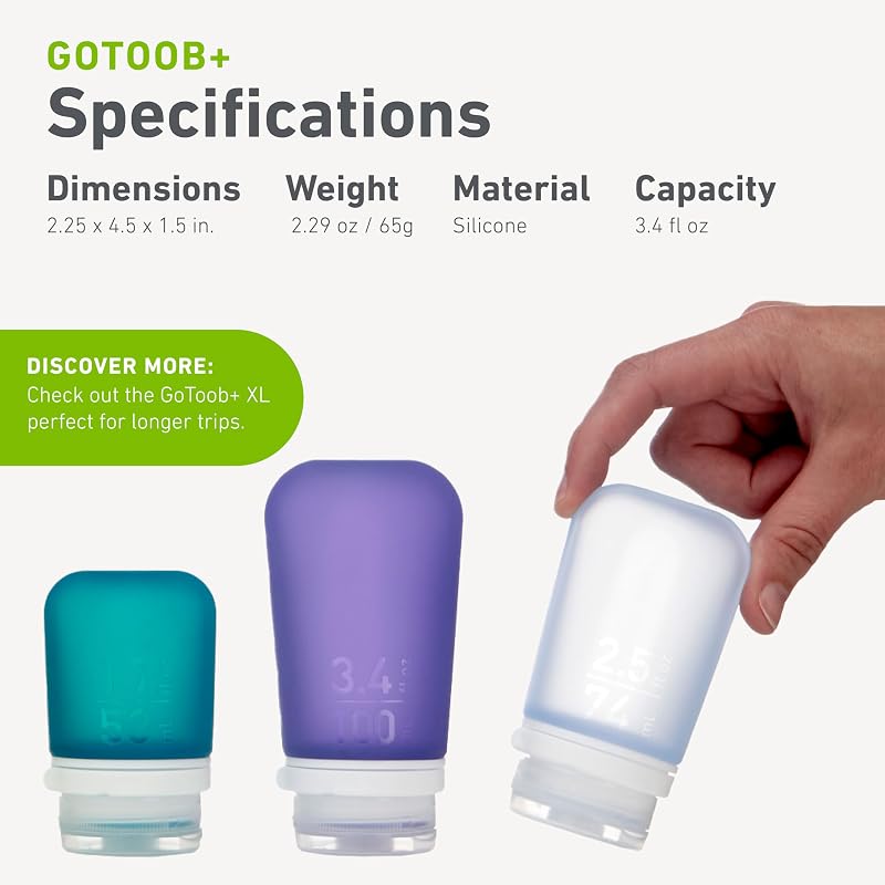 GoToob+ 3-Pack Large Travel Bottles 3.4 fl oz Mint/Aqua/Teal — Variation: Mint/Aqua/Teal+3.4 Ounces (Pack of 3)